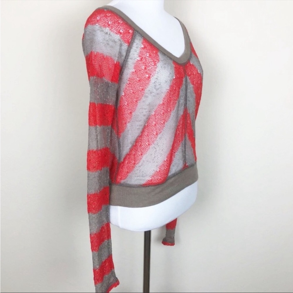 Free People We The Free Sheer Mesh V-Neck Long Sleeve Top - Size XS - Picture 3 of 7